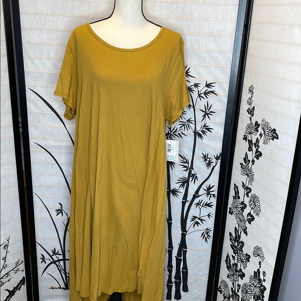 Lularoe Carly Elegant Mustard Dress 2xl
